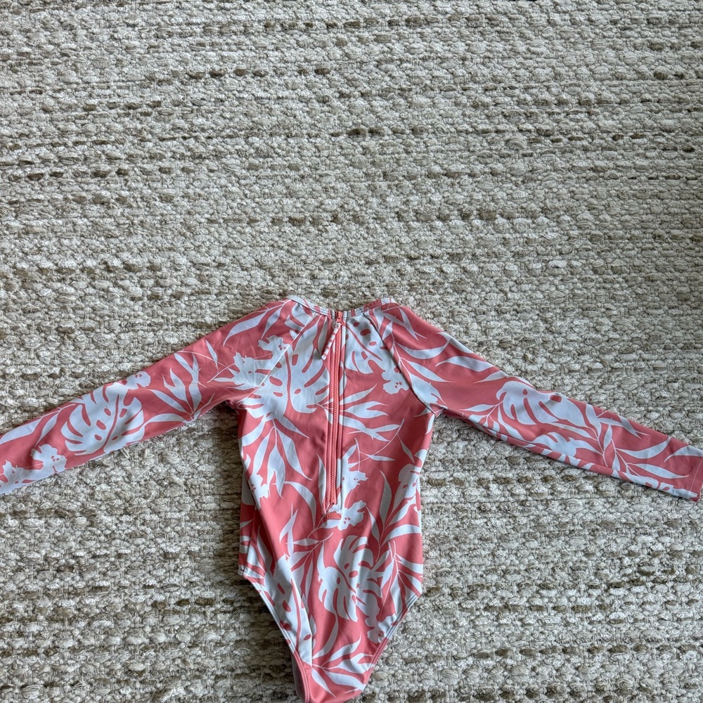 Roxy girl long sleeve one piece swim rash guard suit 7x